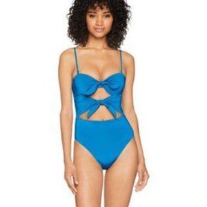Trina Turk Women's Getaway Tie Front Solids Cap Sleeve Swim Bikini Top main image 1